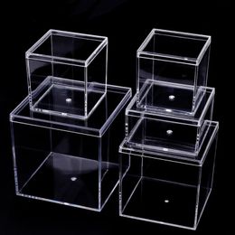 Transparent Acrylic Boxes With Cover Plastic Organizer Gift Packing Box Food Candy Storage Container For Home Figure Toy Display 240125
