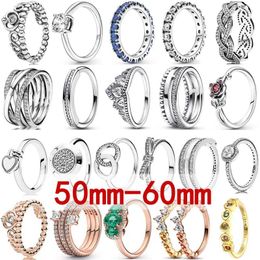 Cluster Rings Original Reversible Heart Signature Circles Tiara Royal Crown Flower Bow Ring Fit 925 Sterling Silver Europe Diy Jewelry