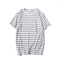 Men's T Shirts 2024 Harajuku Stripe Shirt Men Casual Short Sleeve Tshirt Streetwear Fashion Black White Tops Tees O Neck Hip Hop