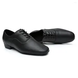 Dress Shoes Mens Leather Lightweight Soft Stylish Round Toe Flats Black Ballroom Morden Latin Jazz Dance Footwear