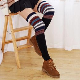 Women Socks Winter Warm Fashion Striped High Knee Boot Cuffs Girls Gift Gaiters Leggings