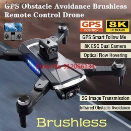 Drones 8K ESC Dual Camera GPS Avoid Obstacle RC Quadcopter 5G Brushless Smart Return Optical Flow Hover WIFI FPV Remote Control Drone YQ240211