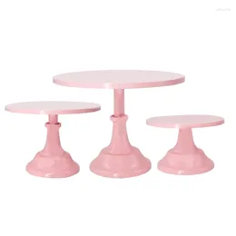 Baking Tools 3Pcs Pink Cake Cupcake Stands Round Modern Dessert Towers Decor Serving Platter For Girl's Party Wedding Parties