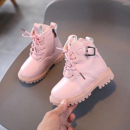 Boots Autumn Fashion For Girls Korean Style PU Leather Birthday Party Princess Shoes Soft-soled Anti-slippery Spring Fall