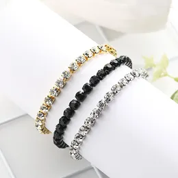 Link Bracelets Men's Women's Fashion Rhinestone Bracelet Hip Hop Jewellery Iced Out Black/Silver Colour