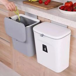 79L Bathroom Trash Can With Lid Garbage bag Wall Mounted Toilet Wastebasket kitchen Hanging Bin trash can 240131