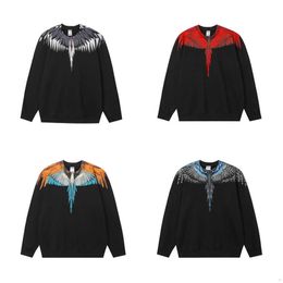 MB Men's Hoodies Sweatshirts Chaopai MB Colorful Droplet Wings Feather Print Round Neck Pullover Sweater for Men and Women BF Couple Loose Coat2024 designer