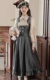 Skirts French Court Style Women Stripped Skirt Ruffles Bow Ribbons Lolita Bandage Elegant Medieval Midi Faldas Pare Mujer