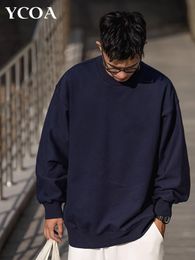 Men Sweatshirt Oversized Solid Cotton Y2k Streetwear Korean Fashion Pullover Autumn Hip Hop Long Sleeve Tops Aesthetic Clothing 240125