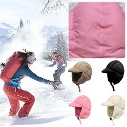 Berets Unisex Winter Down Bomber Hat With Ear Flaps Ultralight Windproof Flying Ski Warm Trapper Protection Outdoo F8Y7