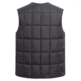 Men's Vests Men Vest Windproof Padded Coat For With Plush Warmth Single-breasted Pockets Winter Fall Waistcoat Father