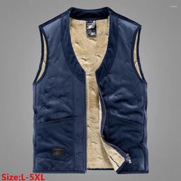 Men's Vests Autumn Winter Sleeveless Vest Jacket Fashion Cotton-Padded Plus Velves Thickened Coats Men Warm Lamb Fleece Waistcoat