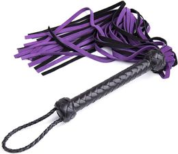 BDSM Leather Whip Sex Toy Fetish Adult Sex Toy Purple Flogger for Couples