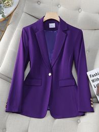 Arrival Autumn Winter Khaki Navy Women Blazer Coat Long Sleeve Single Button Office Ladies Business Work Wear Formal Jacket 240221