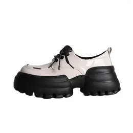 Dress Shoes Casual Fashion Cosy Mixed Colours Loafers Lace Up Women Round Toe Platform Chaussures Femme Chunky Heels Thick Sole