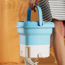 Portable Mini Washing Machine Foldable Underwear Socks Baby Clothes Washer with Dryer Bucket Travel Appliance Cleaning Tool 240131