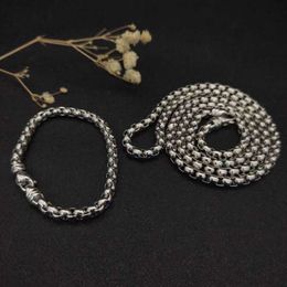 Fashion brand jewelry necklace Luxury Bracelet Box Chain Necklace in Sterling Silver with Pav Black Diamonds