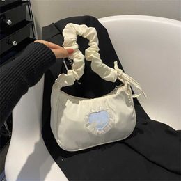 Dinner Evening Bags Underarm Bag with a Niche Design Feel Love Lace Single Shoulder Diagonal Cross Trendy Pleated Drawstring Handbag