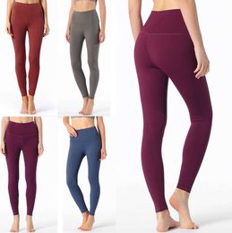 lululemen Pants Women yoga outfit Girls High Waist Running Outfits Ladies Sports Full Leggings Lady Pant Workout 6611ess
