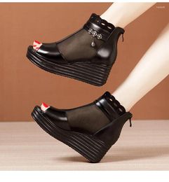 Sandals Female Shoes Sandal Summer Elegant Woman Dress Mesh Wedges 2024 Women Platform Ladies Beach Peep Toe 32-43