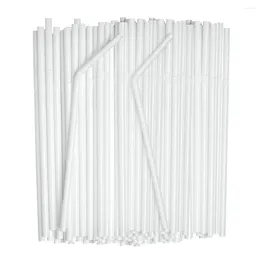 Disposable Cups Straws Individually Packaged White Plastic Flexible Straw Kitchen Dining Room