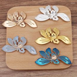 Hair Clips 20 PCS 55 29 MM Metal Flower Pendant Base Tiaras Ancient Hairwear Bridal Headwear DIY Jewelry Accessories