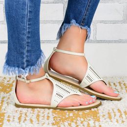 Sandals Flat Thong Buckle Fashion Ladies Roman Cutout Beach Women's Heeled For Women Clear