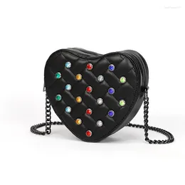 Evening Bags Retro Love Heart Shape Bag Fashion Female Shoulder Women's Crossbody Purse Diamond