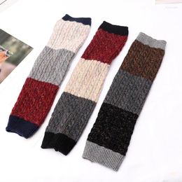 Women Socks Twist Cable Knit Colorblock Boot Cover Thermal Over Knee