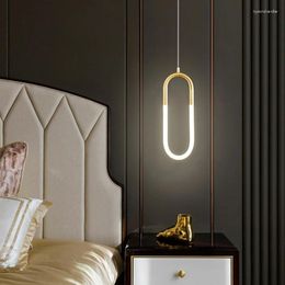 Pendant Lamps Modern Simple Chandelier Tv Sofa Background Gold Minimalist Led Light Living Room Bedroom Iron Hanging Home Decor