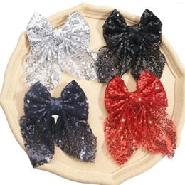 Hair Accessories 4 Pcs 5 Inches Boutique Bling Sparkly Sequins Tail Mesh Ribbon Alligator Hiar Clips Barrettes Party Girls Kids Children