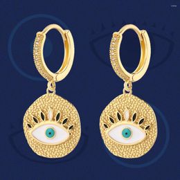 Dangle Earrings Trendy Women's Zircon Evil Blue Eye Hoop For Women Cute Unique Gold Color Crystal Drop Party Jewelry