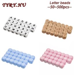 TYRY.HU 50-500Pcs 12mm Silicone Letter Beads BPA-Free Colourful Alphabet Silicone Chewing Beads DIY Baby Teething Toy Accessories 240202