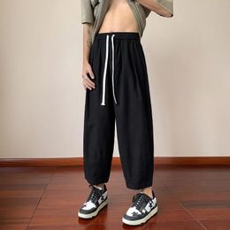 Men's Pants 2024 Mens Straight Casual Ankle-Length Chinese Style Summer Loose Harem Trousers