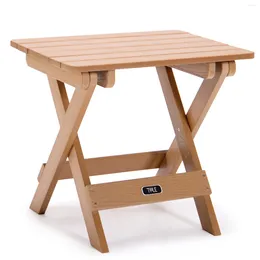 Camp Furniture Portable Folding Side Table Square All-Weather And Fade-Resistant Plastic Wood Perfect For Outdoor Garden