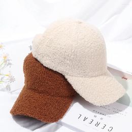 Ball Caps Fashion Lamb Wool Baseball Hats Winter Soft Teddy Velvet Outdoor Warm Thicken Solid Visors Polar Fleece Cap For Women Girl