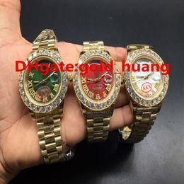 Luxury 43mm Gold Big diamonds Mechanical man watch Red green white blue gold dial high-quality Automatic Stainless steel men268C