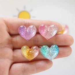 Decorative Figurines 10PCS Gradient 20x16mm Heart Series Resin Flat Back Cabochons For Hairpin Scrapbooking DIY Jewellery Craft Decoration