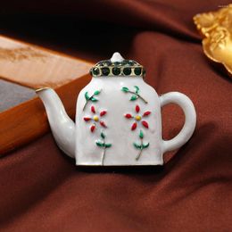 Brooches Muylinda Vintage Flower Enamel Teapot Brooch Metal Banquet For Women Clothes Pin Clip Accessories