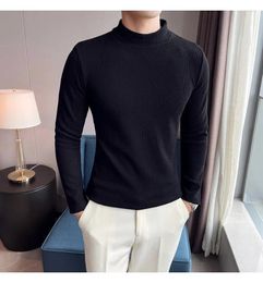 Men's T Shirts Brand Clothing Men Spring Slim Fit High Collar Casual Knit T-shirt/Male Fashion Shirt Plus Size 3XL