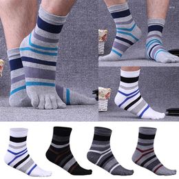 Men's Socks Men 5 Toes Hosiery Sport Five Finger Cotton Crew Male Striped Harajuku Streetwear Skateboard