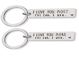 Novelty Keyring Stainless Steel I Love You Most More The End I Win Couple Personalise Key Keychain Holders6201536