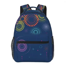 Backpack Fireworks Poster Women Men Large Capacity Outdoor Travel Bag Casual