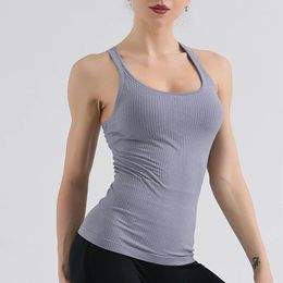 Active Shirts Yoga Vest Women Casual Dance Training Sports Underwear Bra With Chest Cushion Running Gym Corset Athletic Crop Top