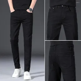 Men's Pants Men Business Style Slim Fit With Elastic Pockets Breathable Fabric For Comfortable All-day Wear Soft