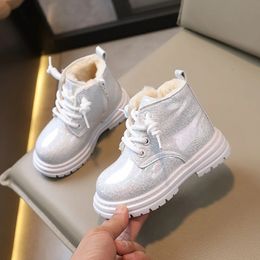 Spring Autumn Kids Boots Winter Boys Leather Cotton Shoes Fashion Girls Ankle Boots Soft Warm Children Infant Sneakers J93 240118