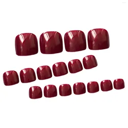 False Nails Shimmer Wine Red Toenails Lightweight And Easy To Stick Fake Nail For Girl Dress Matching