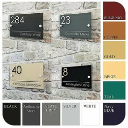 Customized HOUSE SIGN PLAQUE DOOR NUMBER STREET NAME GLASS EFFECT ACRYLIC House Office Decoration Sign 240127