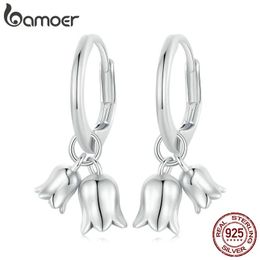 925 Sterling Silver Lily of the Valley Hoop Earrings Flower Ear Buckles for Women Party Elegent Fine Jewellery BSE909 240119