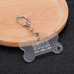 Dog Tag Pet ID Bone Acrylic Personalized Clean Nameplate Engraved Customized Number Plate Anti-Lost Puppy Collar Pendant